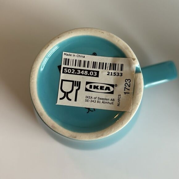 IKEA Fargrik Ceramic Coffee Tea Mugs Set of 4 Stackable Teal - Picture 8 of 8